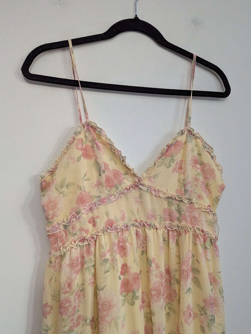 Altar'd State Kezia Floral Maxi Dress Pink And Yellow Pastel Tiered Size L - Picture 5 of 9